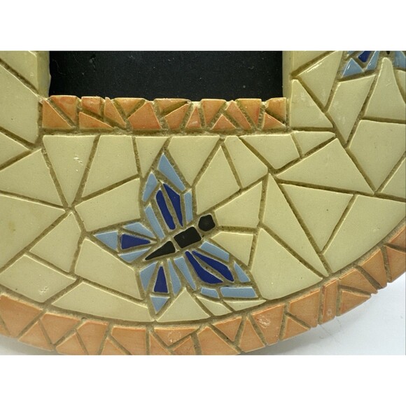 Tile  Mosaic butterflies flowers  Picture Frame Blue White Yellow - Picture 2 of 7